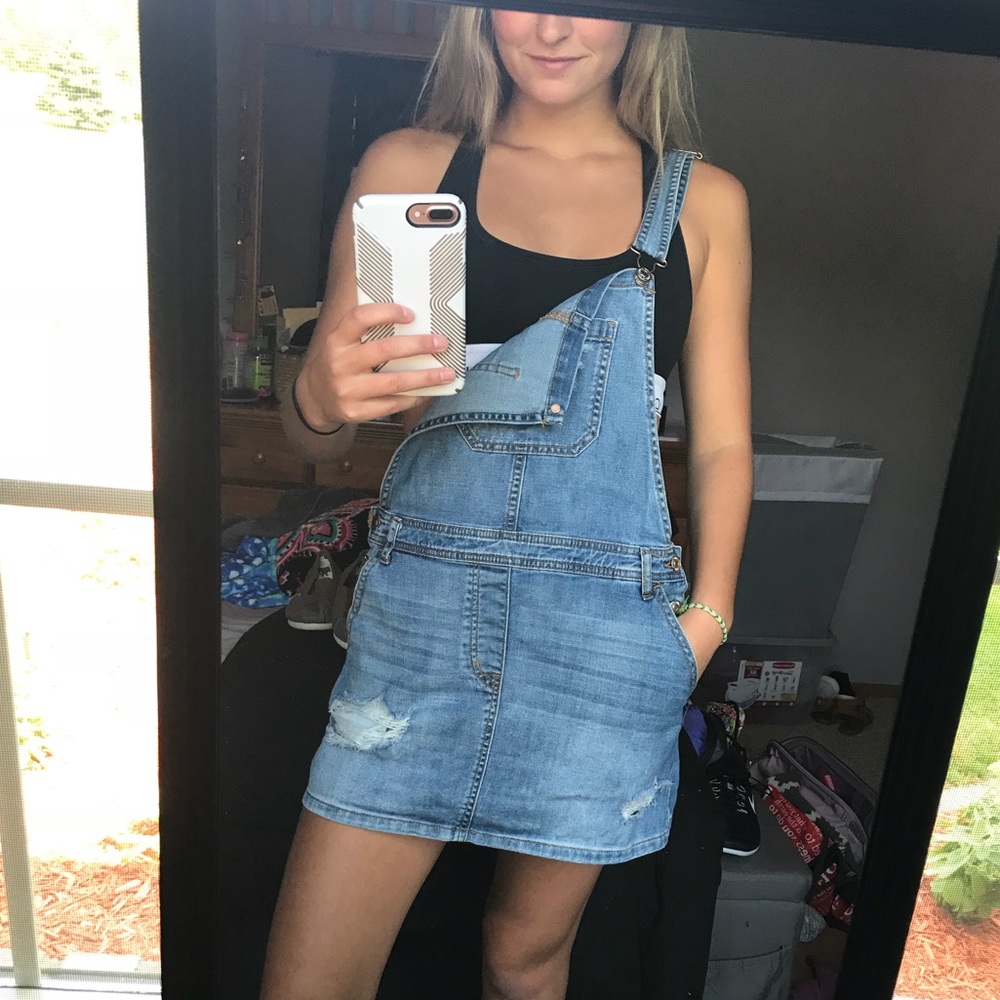 Jean skirt overalls